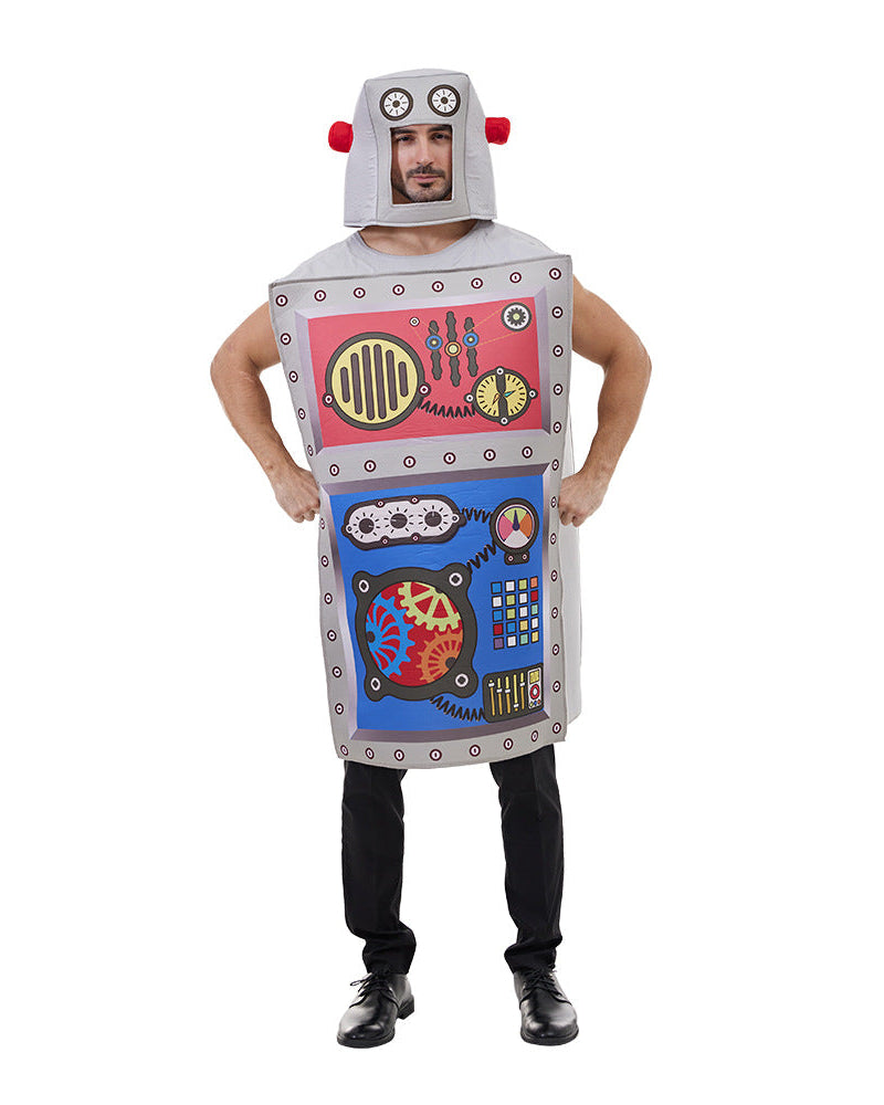 Robot Halloween outfit with printed control panel