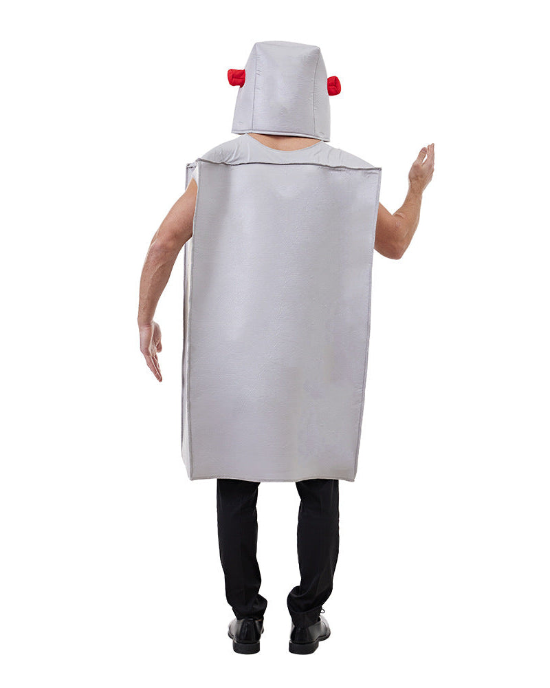 Back view of silver robot cosplay outfit