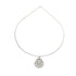 Roman numeral clock necklace displayed on white background in full view.
