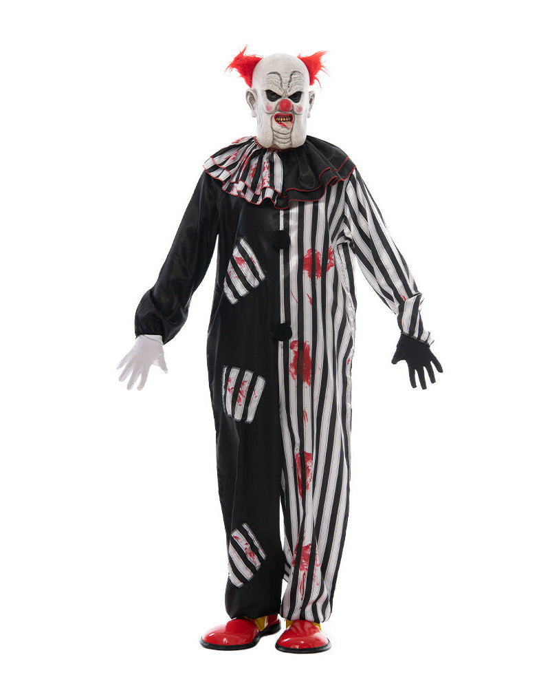 Full scary clown Halloween jumpsuit full view