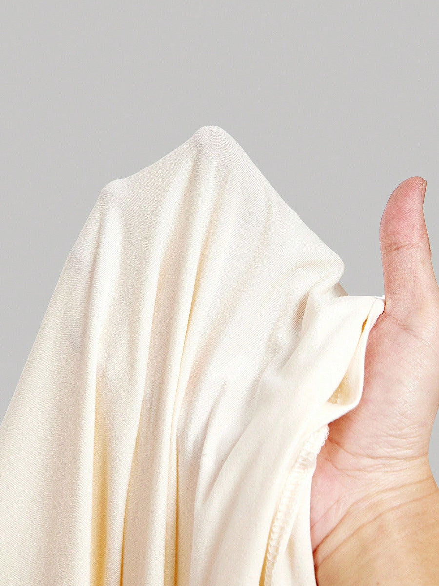 stretch test of shirt long sleeve tshirts fabric, almond knit pulled by hand, soft elastic feel