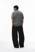 Gray short sleeve knit top back view with relaxed fit