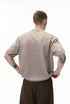 Khaki short sleeve knit top back view showing crew neck