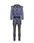 shrek prince charming cosplay costume back view blue tunic with gold fleur de lis design