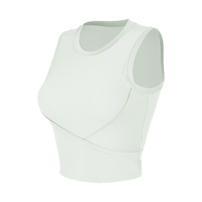 Mint ribbed sports tank top with wide shoulder straps and sculpted seams.