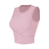 pink ribbed workout tank top with contour seam details.