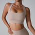 Sports bra yoga bra in beige seamless ribbed design