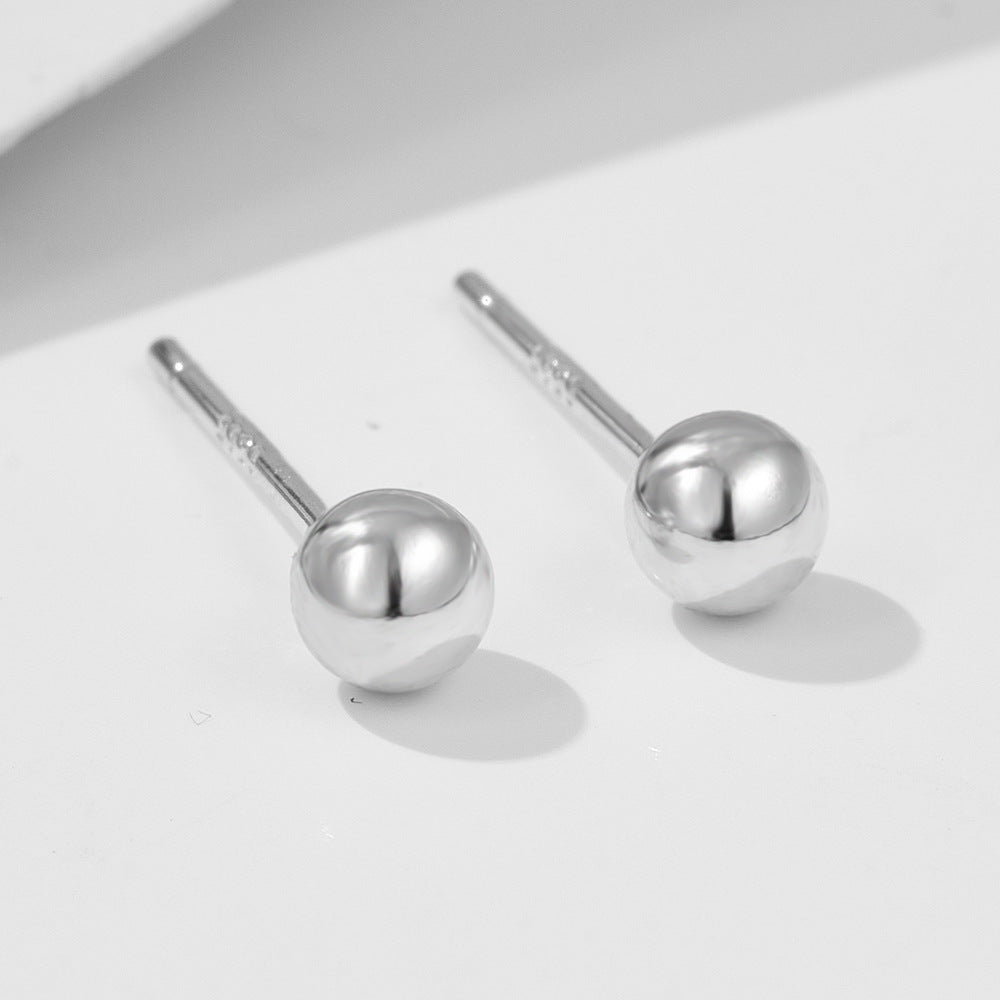 Polished silver bead stud earrings lightweight 0.7g unisex minimalist style