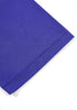 Close-up of sleeve hem stitching on smooth academy blue cotton fabric.