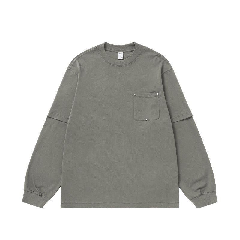 Taupe gray oversized long sleeve t-shirt for men casual fit