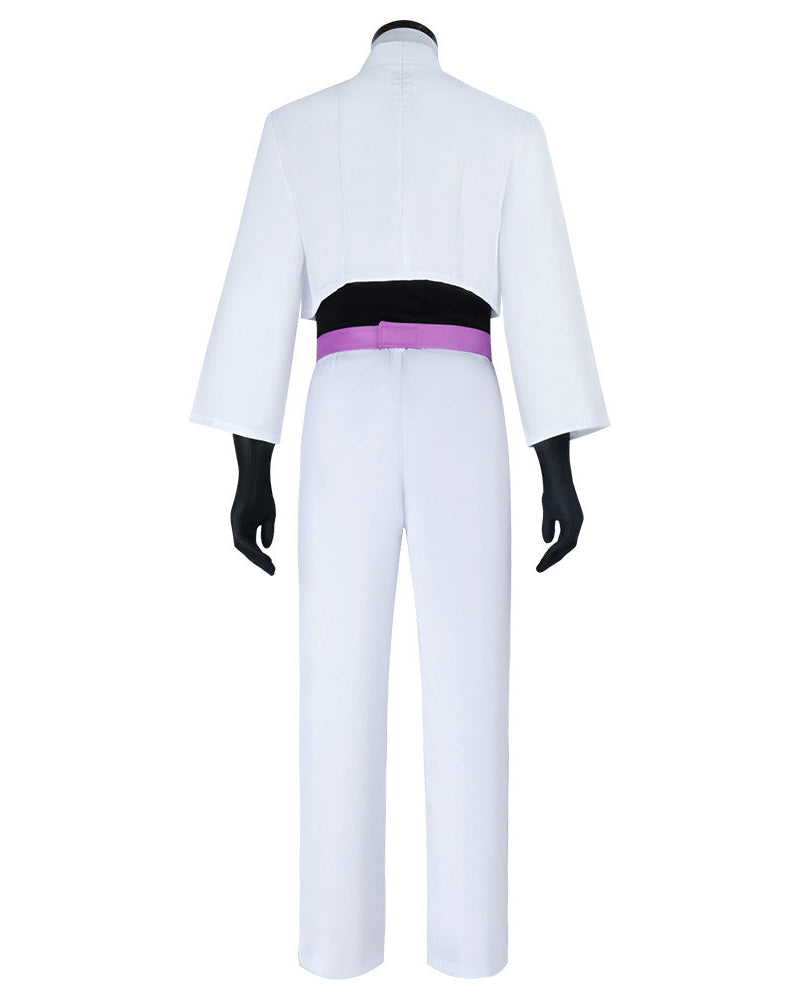 Team Rocket James anime cosplay costume full set with top pants gloves and belt back view