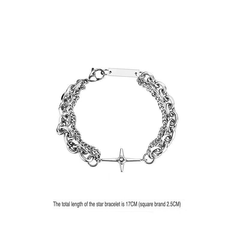 A silver star charm bracelet with a 17CM length, displayed against a white background with size details.