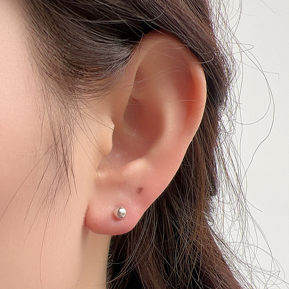 925 Sterling silver round ball stud earrings simple daily jewelry for women and men