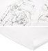 Close-up of the hand-drawn rose and birdcage print with a clean straight hem