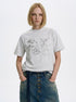 Heather gray hand-drawn bird graphic tee shown from the front