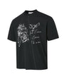 Black vintage birdcage rose graphic T-shirt product view