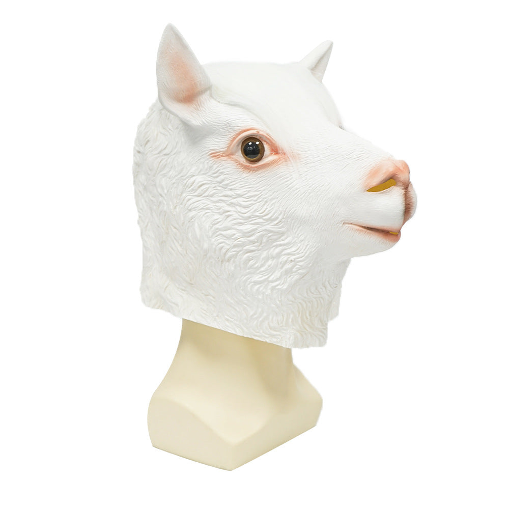 white alpaca latex halloween mask funny animal headgear