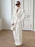White blazer and wide-leg trouser outfit for women