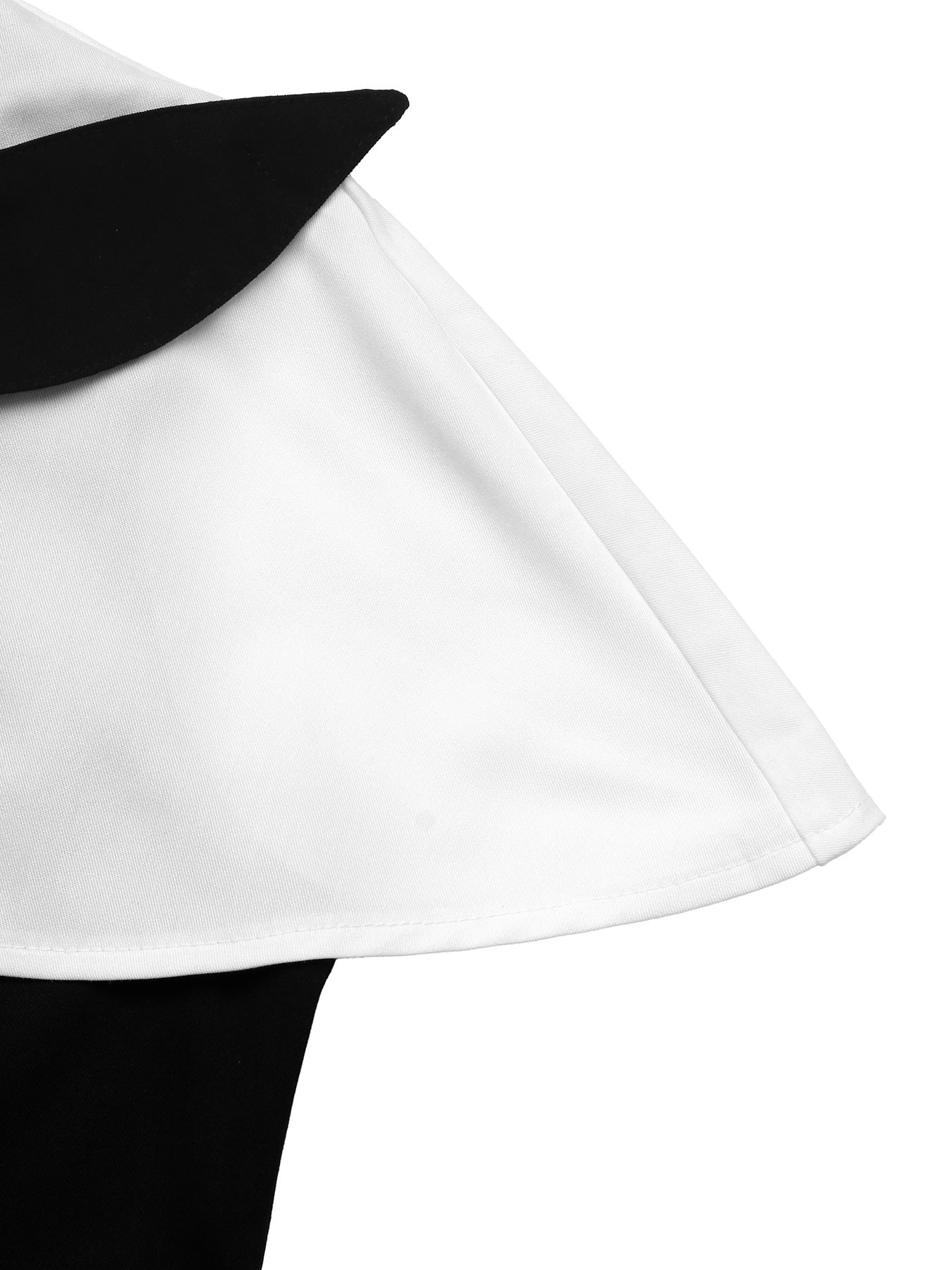 close-up of white cape sleeve drape detail