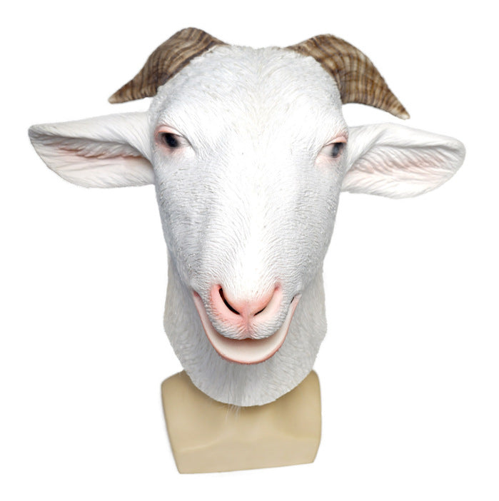 white goat latex halloween mask funny animal headgear