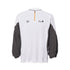 White retro contrast long sleeve t-shirt with gray sleeves and half-zip