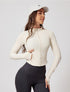 White long sleeve zip up sports jacket for women