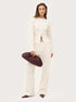 white ribbed co ord set worn by model full body front view