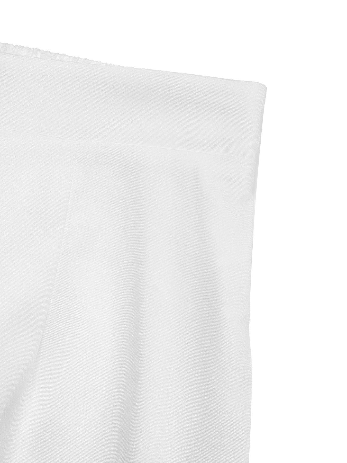 close-up of white trouser hem detail