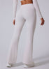 Back view of white high waisted wide leg flare leggings
