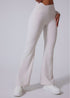 White wide leg yoga leggings with V-waistband and flare fit