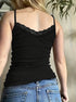 Back view of sexy black lace camisole slim fit tank top for layering