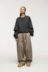 Carbon gray oversized long sleeve t-shirt women’s streetwear look