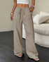 Women’s wide leg khaki trousers with drawstring casual style