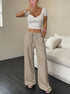 Casual women’s wide leg khaki pants high waist relaxed fit