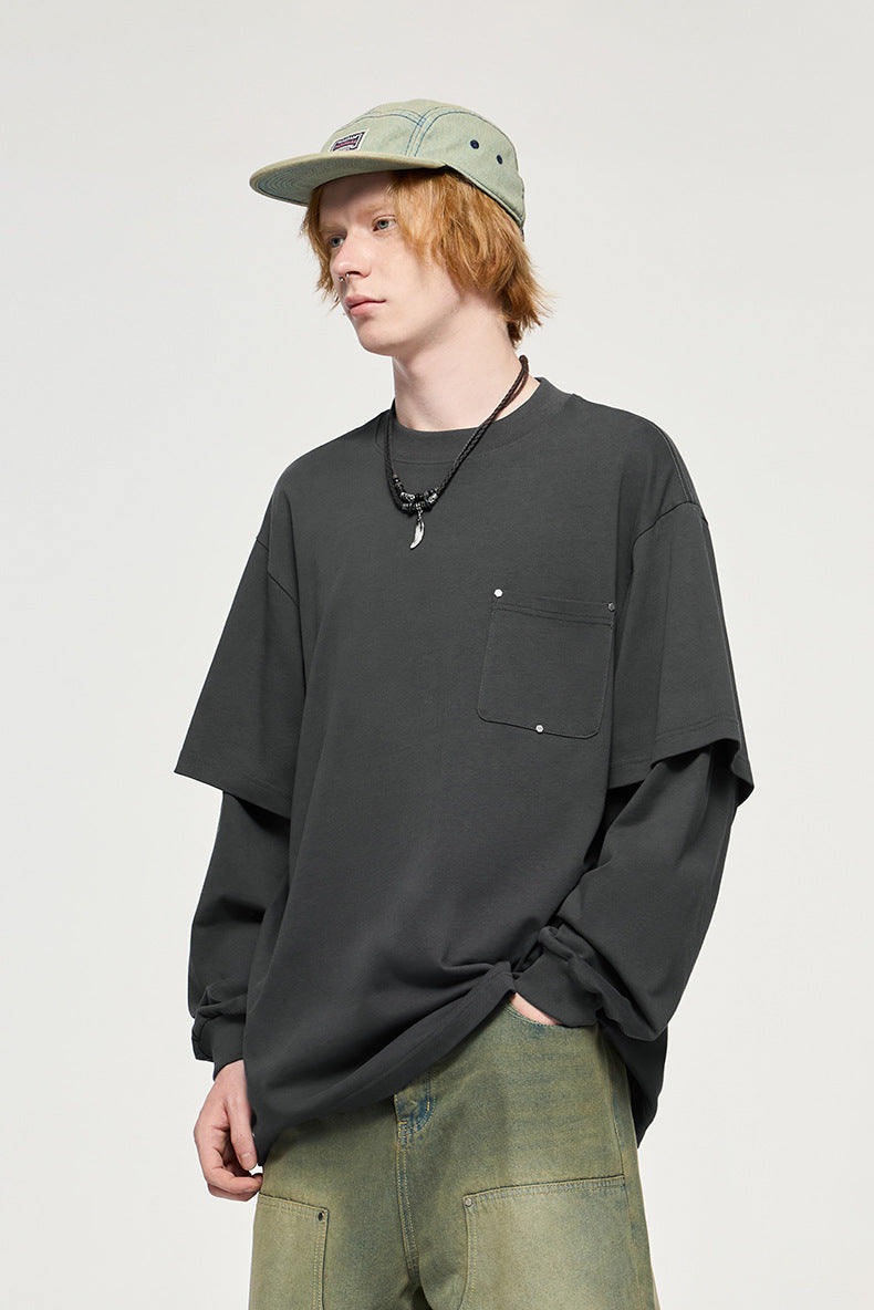 Carbon gray oversized long sleeve t-shirt women streetwear outfit