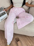 Lightweight pink striped wide leg pants casual streetwear outfit