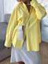 Women’s yellow striped oversized button down shirt casual style