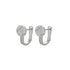 Front view of white marble-effect stud earrings with silver frame.
