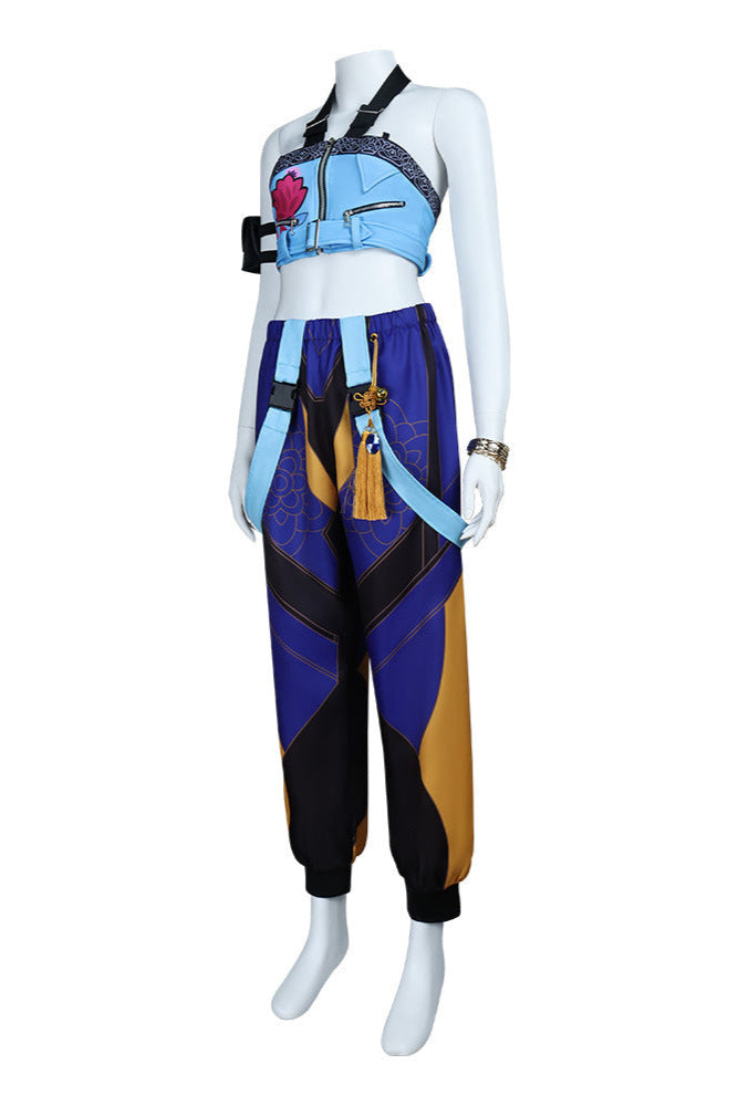 zoey halloween costume kpop cosplay side view lotus print pants and top